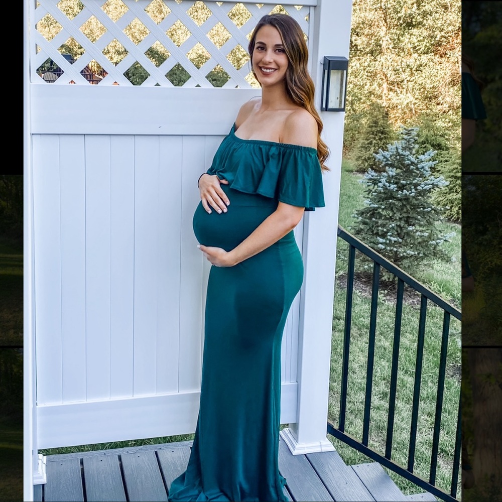 Glampunch Womens Off Shoulder Maternity Dress Maxi Photography Dress size M